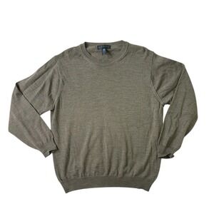 GIASONE Italy 100% Merino Extra Fine Wool Crewneck Sweater Men's L Brown Luxury